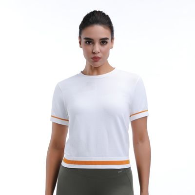 Cortado de malla entrenamiento de manga corta ligero ventilado elegante para yoga y correr