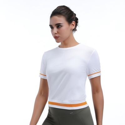 Cortado de malla entrenamiento de manga corta ligero ventilado elegante para yoga y correr